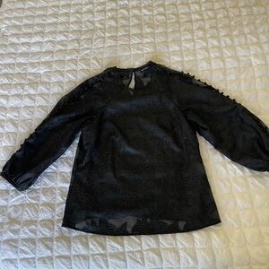 Karen Millen black semi sheer blouse